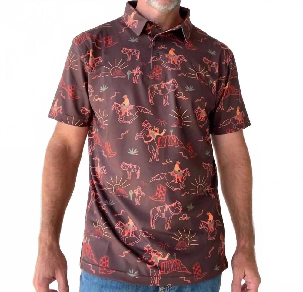 NEW RAISED BY COYOTES red rock rider polo in red